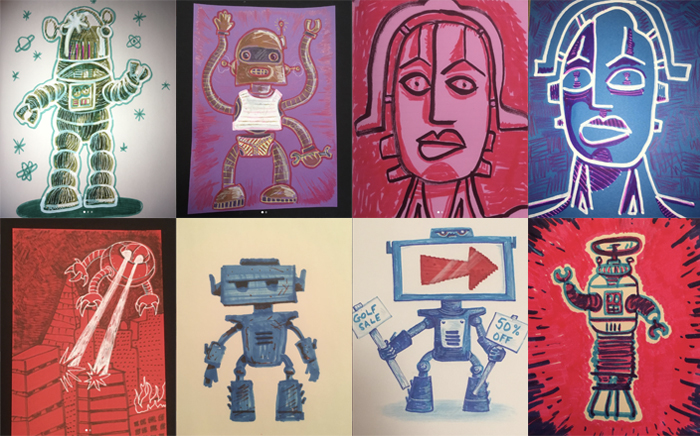 #MightCouldDrawToday Week 8: Robots. Might Could Studios. Art by Martin Morrison