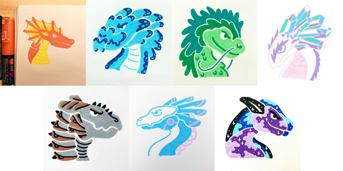 #MightCouldDrawToday Week 26: Dragons. Christine Nishiyama, Might Could Studios