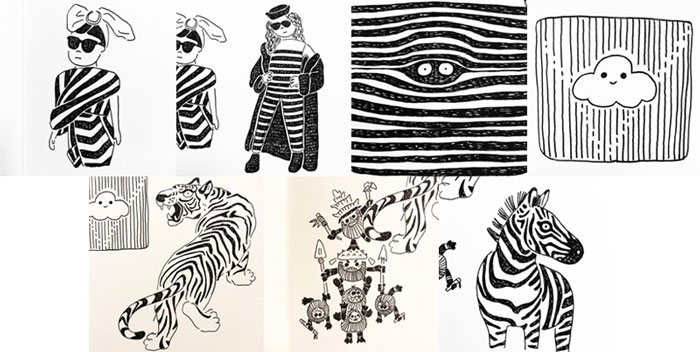 #MightCouldDrawToday Week 40: Stripes. Christine Nishiyama, Might Could Studios.