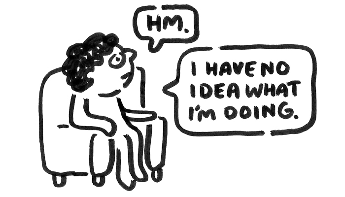 Artist in chair with imposter syndrome