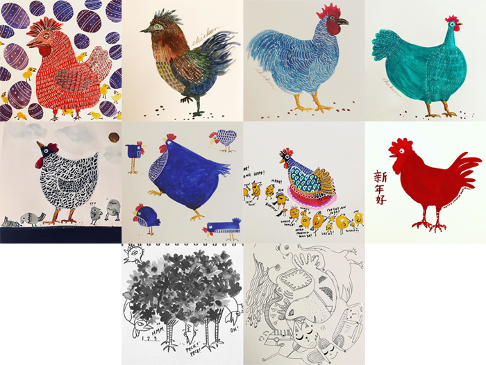 #MightCouldDrawToday Week 50: Chickens. Art by Linda Ziembicki.