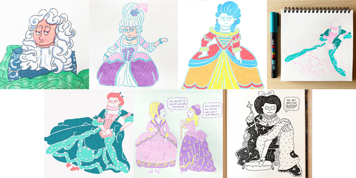 #MightCouldDrawToday Week 51: Baroque. Christine Nishiyama, Might Could Studios.