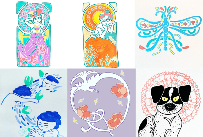 #MightCouldDrawToday Week 59: Art Nouveau. Christine Nishiyama, Might Could Studios.
