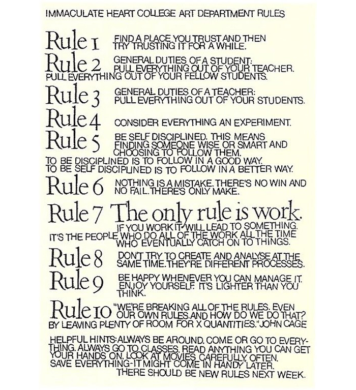 10 Rules for Artists by Sister Corita Kent. Christine Nishiyama, Might Could Studios.