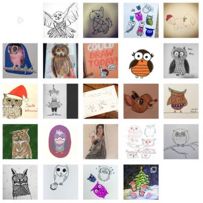 #MightCouldDrawToday Week 43: Owls. Christine Nishiyama, Might Could Studios.